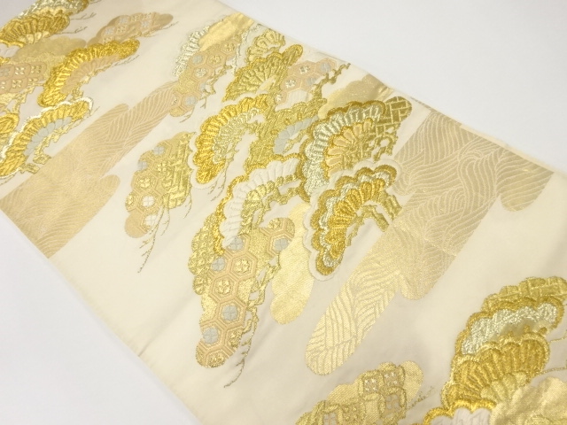 アンティーク　ヱ霞に松模様織出し袋帯（材料）